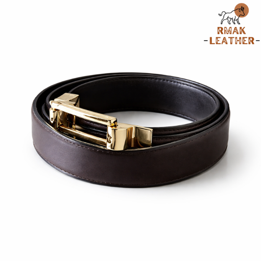 Classic Gold Buckle Leather Belt for Men