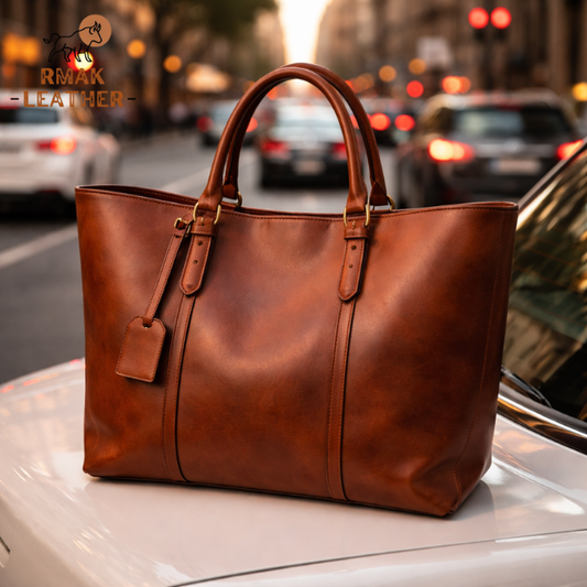 Urban Luxe Women’s Leather Tote – Brown